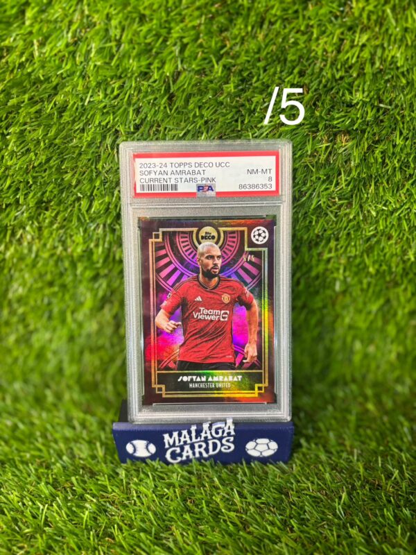 Sofyan Amrabat - Topps Deco UCC 2023-24 - Current Stars Pink /5 gradeada NM-MT 8