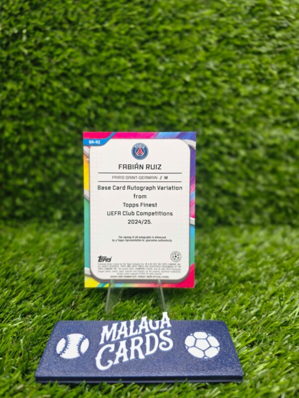 Fabián Ruiz - Topps Finest UEFA 2024-25 - Autógrafo /75 - Imagen 2