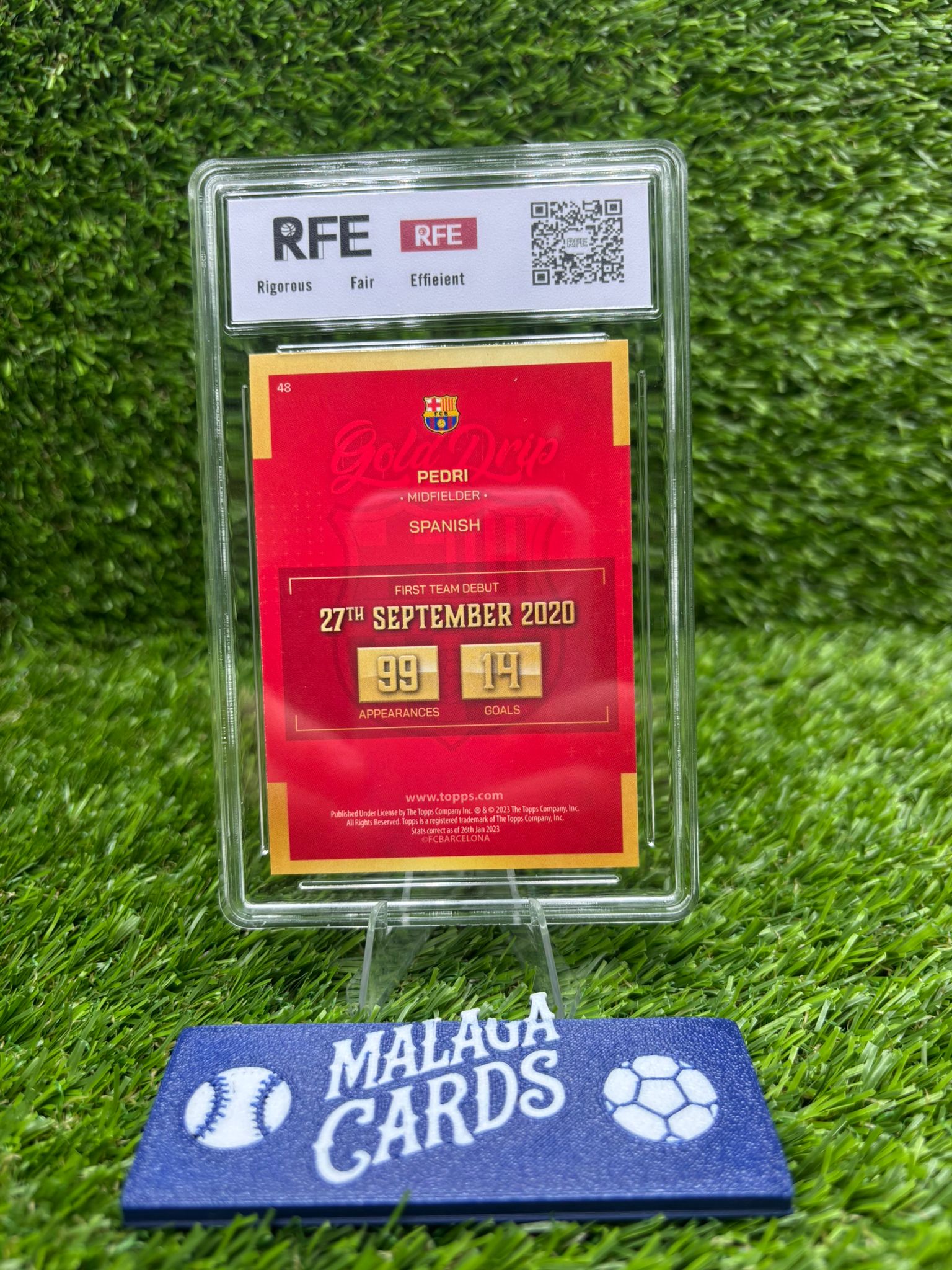Pedri - Topps Team Set FC Barcelona 2023 - Gold Drip - Gradeada RFE 9.5 - Imagen 2